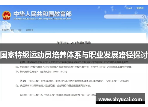 国家特级运动员培养体系与职业发展路径探讨